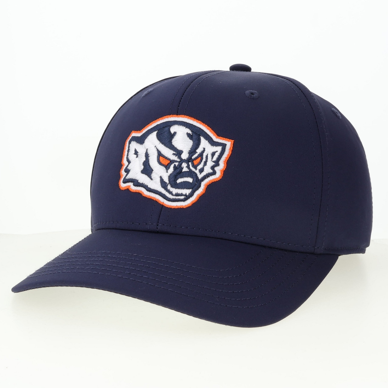 B9X STRETCH FIT NAVY HAT W/BADGER - Snow College Campus Store